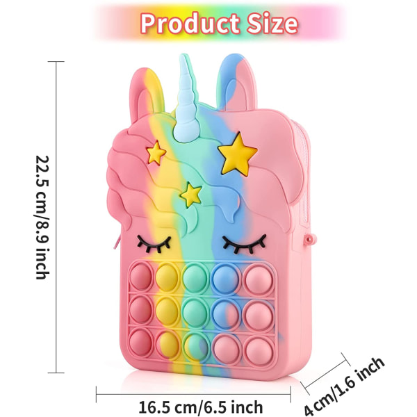 Pop-it Regnbue Unicorn Veske for Jenter unicorn