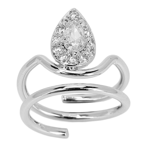 Rhinestone Negl Ring Sund Sikker Smuk Fingernegl Ring til Kvinder og Piger 3054 Platin