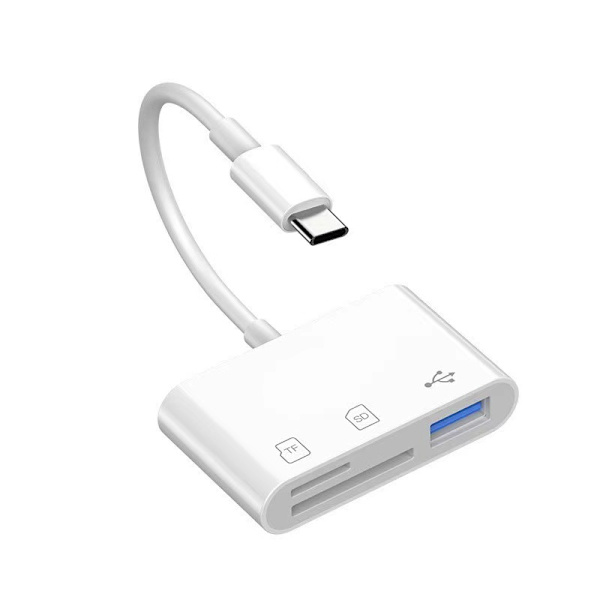 Typ C SD-kortläsare Adapter, 4 i 1 Typ C USB OTG Adapter, Konverter Mobiltelefon Kortläsare SD-kort Kamerakort OTG Type C to Otg 3 in1