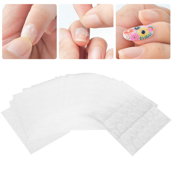 50 Ark Vattentäta Dubbelsidiga Falska Nagel Limflikar Transparent Gel Nagelband