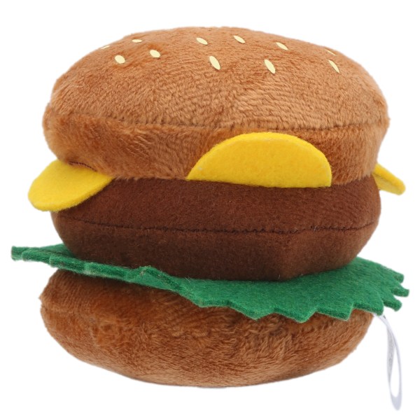 Plush Hamburgare Leksak för Hundar, Mjuk Squeezable Hamburgare Rolig Kvittrande Leksak för Små Hundar Katter