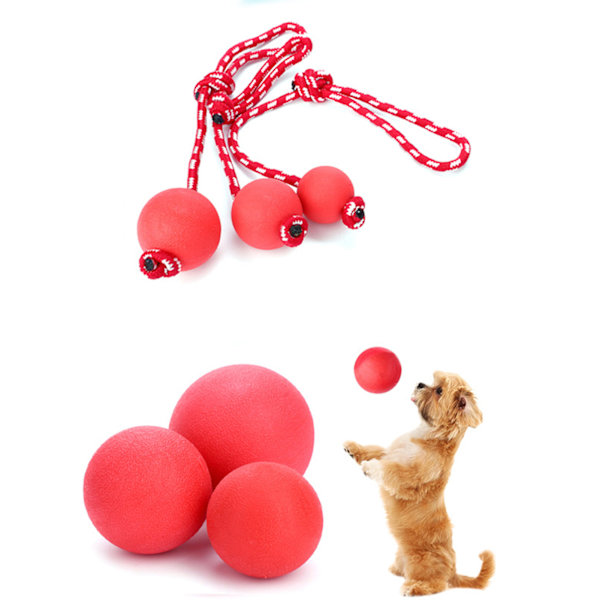 Hundboll Rep Leksak Interaktiv Bittbeständig Säker Hund Gummiball med Rep för Utomhusträning 6cm / 2.4in
