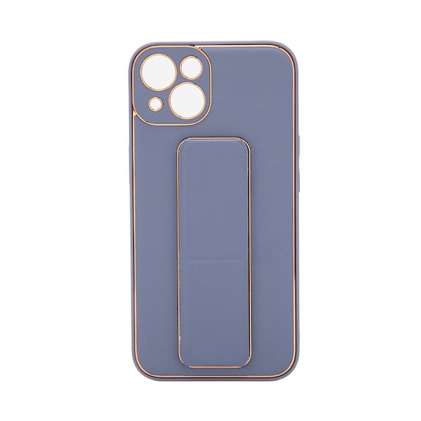 Innovativt Telefonfodral Full Metallram Läder Anti-Fall Skyddande Telefonfodral med Vikbart Stativ Armband för Iphone 13 Lila