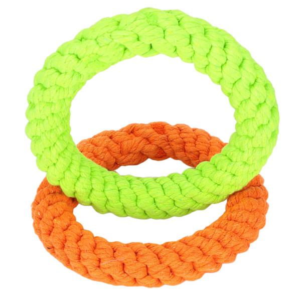 2-pack Ringar Hundleksak Bomullsrep Hundtugg Leksaker för Tandspottning Rengöring Träning och Lek