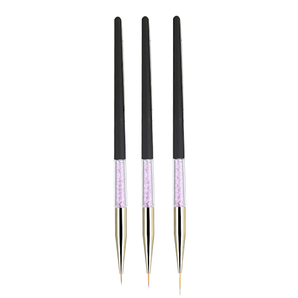 3-pack Nagelkonst Dotting Liner Pen UV Gel Målnings Penna Ritverktyg Set Rhinestone Handtag (Svart)