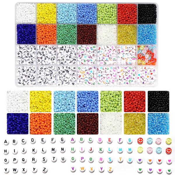 DIY Perleboks Sæt Bogstavperler Multifarvet  DIY Armbånd Halskæde Tilbehør 4