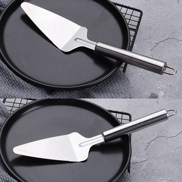2 stk. Rustfrit Stål Multifunktionel Trekant Pizza Cutter Spatel Køkken Tilbehør