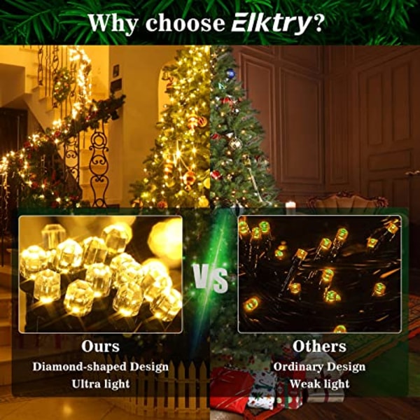 Juletræsbelysning Let at montere, Elktry [Diamond-Shape] 2x10 Line 400LEDs Xmas Fairy Lights Power Powered 1