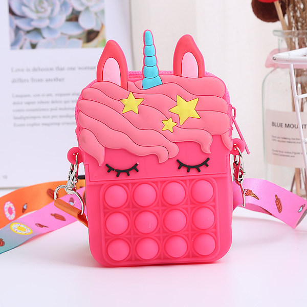 Ny Taske Prinsesse Møntpung Silikon Crossbody Voksen og Børn Dekompression Sød Legetøj Tegneserie Taske Rainbow