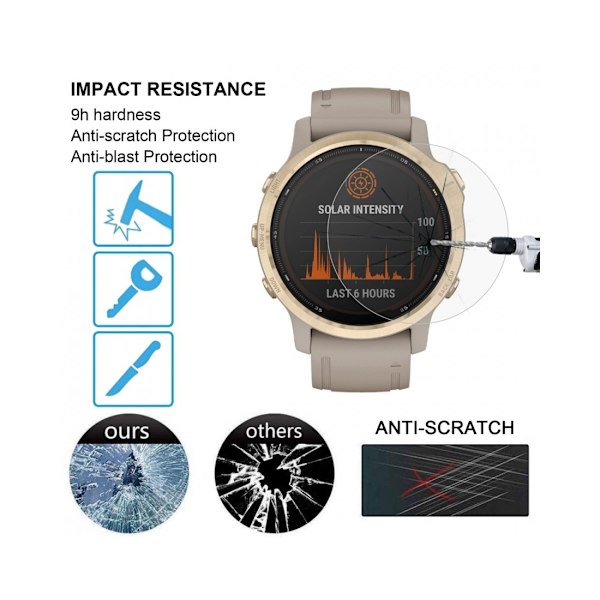 Garmin Fenix 6S Pro • Skärmskydd • 9H härdat glas
