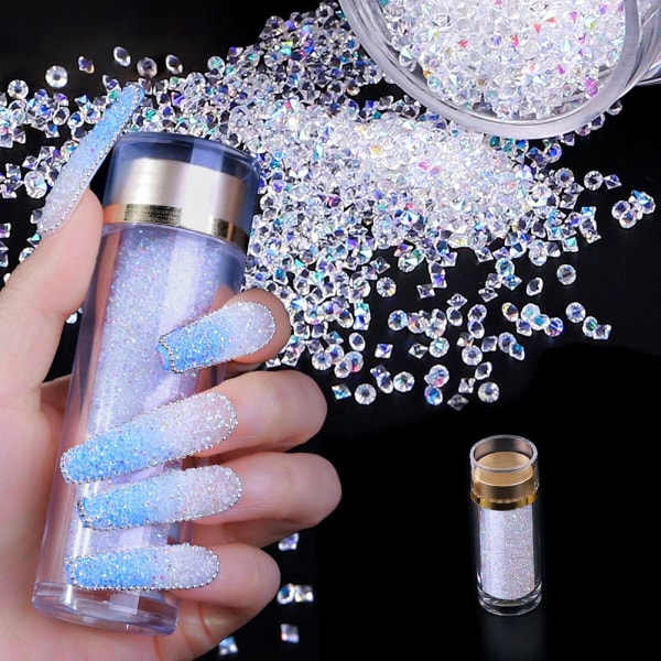 1 flaska Nail Art Micro Beads Rhinestones Kristaller Nail Glitter Strass för DIY-dekoration 3D Nail Craft Accessoarer