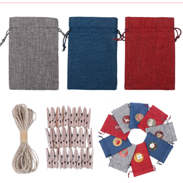 Julepose Sæt Advent Festival Julegavepose 24 Kombinationer Julegavepose Three Colors 13*18cm