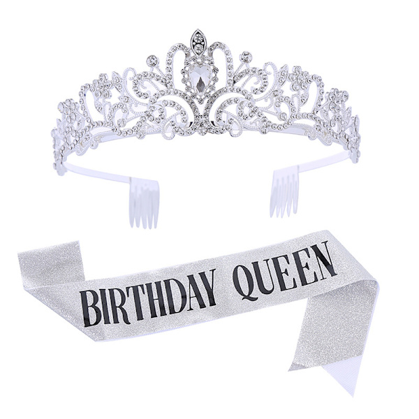 Hodeplagg for kvinner med krystaller, krystall- og rhinestone-bryllupshodeplagg med kamkrone, bursdagsprinseessehodeplagg A08 Queen Silver Suit