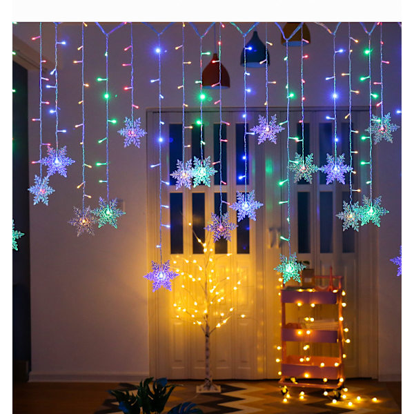 LED Snefnug Gardinlys Isstribe Lys Stjernelys Juleferie Atmosfærelys Show Vindue Dekoration 3