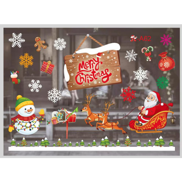 Juldekorationer Färgglad jul statisk klistermärke Vit snöflinga väggdekor Glas klistermärken jul 10