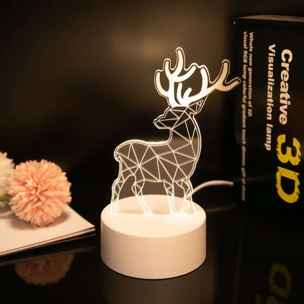 3D Liten Nattlampa Creative Touch Akryl Bordslampa Sängbord Ambiance Ljus Aktivitetspresent Snowman