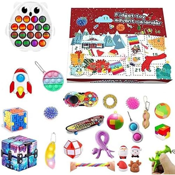 24DAYS Christmas Countdown Calendar Fidget Toys Julkalender, Surprise Christmas Present Box för barn A