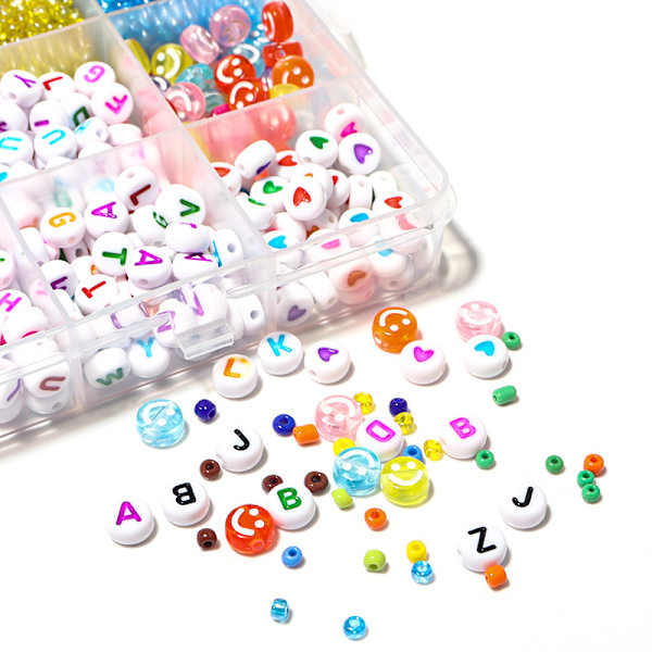 DIY Perleboks Sæt Bogstavperler Multifarvet  DIY Armbånd Halskæde Tilbehør 3