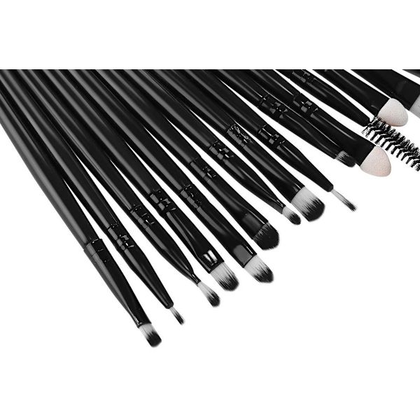 20-pak makeupbørster Sort