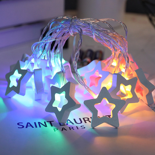 Joulun antiikkikoristelu Pieni Valaisinketju Led-puuriipus joulukuusenlamppujen valoketju Four-Color Five-Pointed Star 3M20led