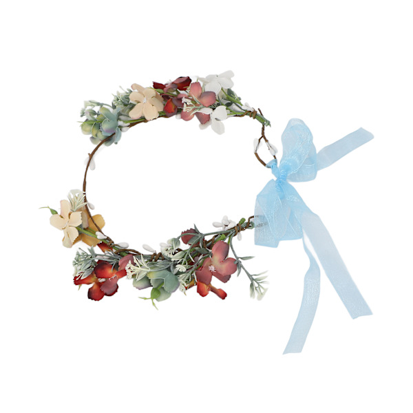 Kunstig blomsterkrans pannebånd Kvinner Utsøkt Elegant Hårkrans for Bryllup Fest (Oransje)