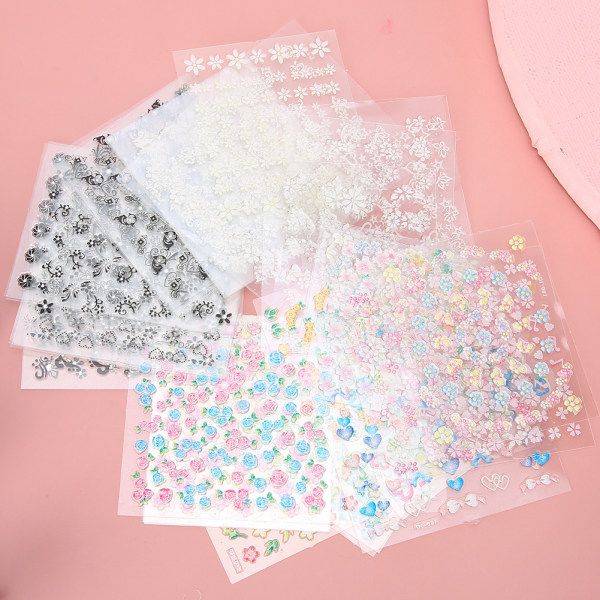 50 ark 3D Nail Art Sticker Tips Decal Flower Manicure Stickers DIY