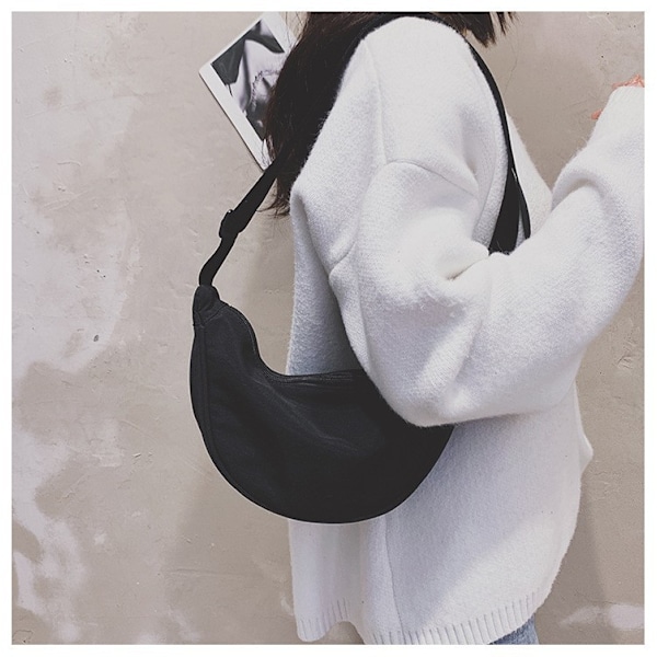 Crossbody Taske Simpel Kvinder Dumpling Taske Justerbar Stor Kapacitet All-Match Taske Black