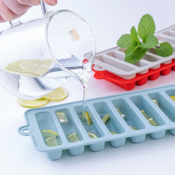 Silikonkakeform Husholdnings-isbrett Fingerkjeks Muffinsform Kakeform Baking HC-White 1-10 Hole Bar Ice Tray