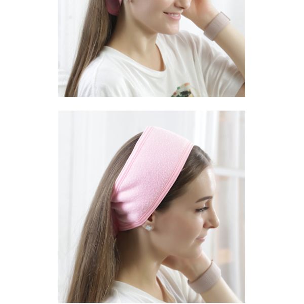 Hårbånd Dobbelt Lag Konfinering Hodeplagg Vask Ansikt Hårbånd Løping Fleece på En Side Hårbånd Rose Red