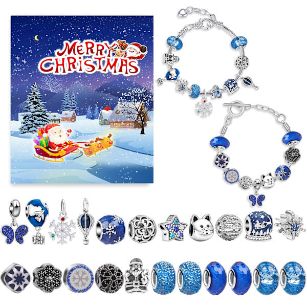 Guld Jule-nedtællingskalender Gaveæske DIY Perle Armbånd Advent Juletræ Blind Box H