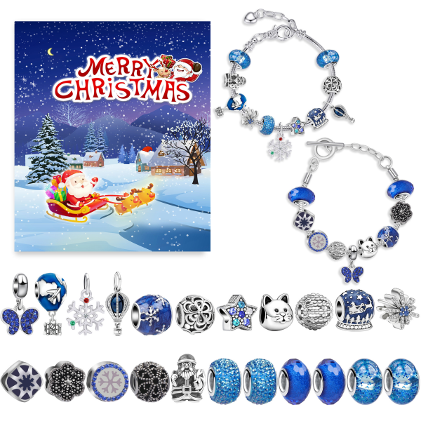 Gyllene Julnedräkningskalender Presentset DIY Pärl armband Advent Julgran Blind Box B