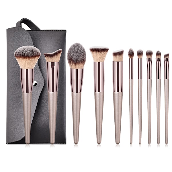 Ammattimainen meikkisiveltimen setti 10 Pieces-Champagne Gold a-+ Bag