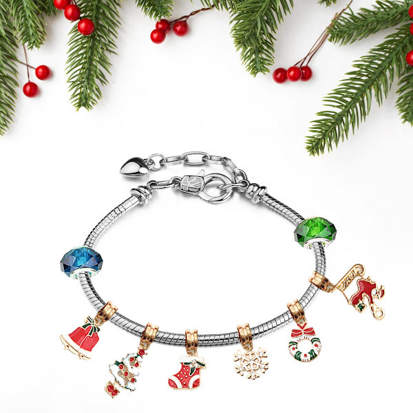 Julekalender med 24 overraskelser - armbånd til jul - julegave til barn Silver