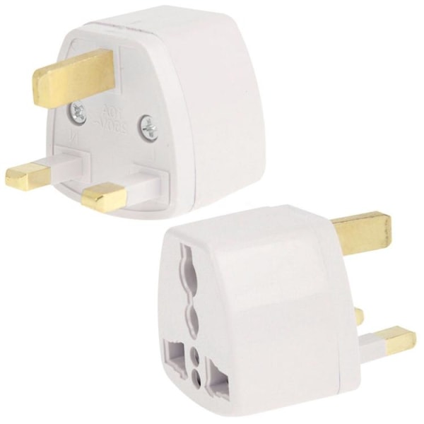 2-pakks reiseadapter AU/US/EU til UK - Adaptervegg - Hvit white