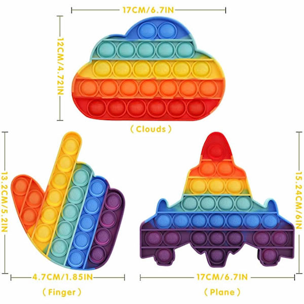 3-pack Pop It fidgetleksaker för barn och vuxna