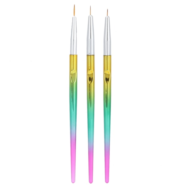 3 STK Nail Art Liner Brushes Kit Tegning Maling Nylon Hår Fargerik Nail Art Striping Pen