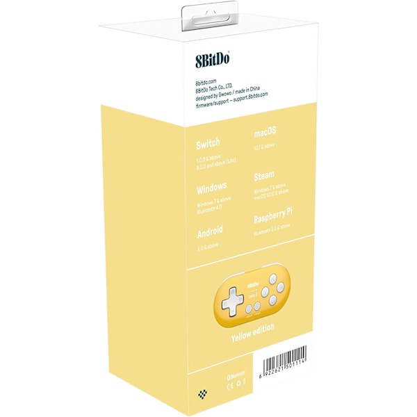 8Bitdo Zero 2 Gul Utgave (Ikke Maskinspesifikk)