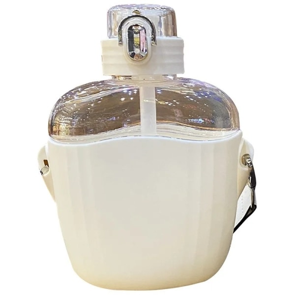 Vattenflaska med sugrör, drickflaska 700 ml, blå