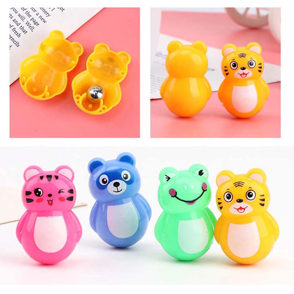 4 stk. Tumbler Adorable Roly Poly Plastik Tegneserie Dyr Tumbler Rattles Tumbler Legetøj