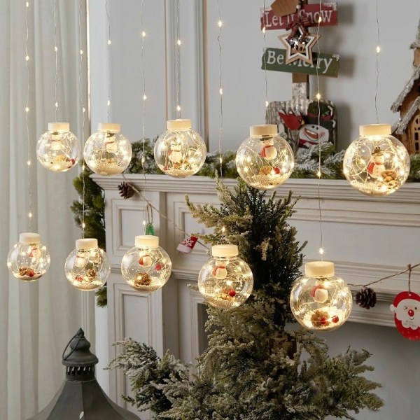 LED Christmas Wish Orbs Romanttinen loma koristeellinen valo makuuhuoneen ostosikkuna Santa Claus-[Color]] 3 M-30led