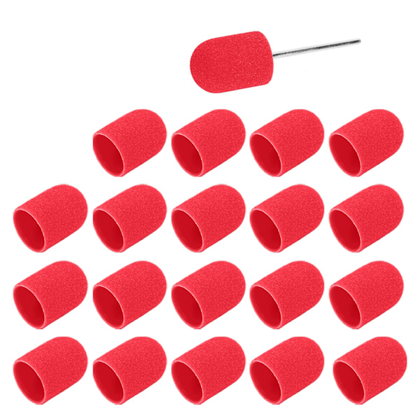 Nagelkonst Sandpapperhuv Nagelfräsbits Polering Slipning Sandband Set (16 x 25mm) Röd