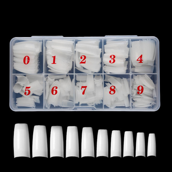 500 stk Eske Nail Tips Manikyr Fransk Semi-Nail Sticky Full Cover Nail Tip Nail Tip Transparent