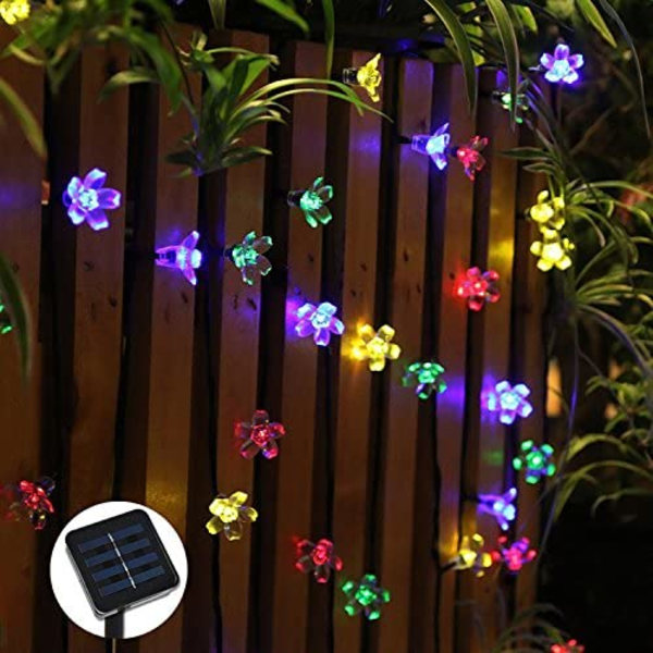 Solcellsdriven ljusslinga, 7M 50 LED körsbärsblommor
