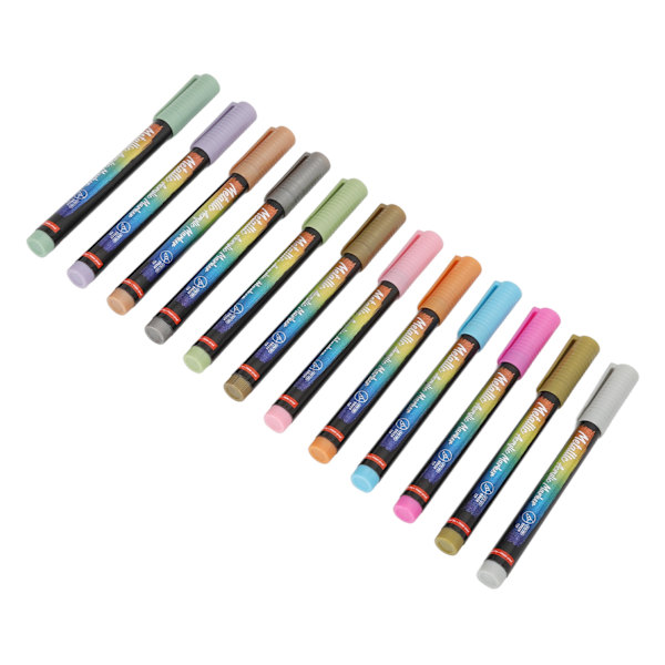 12 st Nail Graffiti Dotting Pen Hög Elasticitet DIY Färgglada Ritning Naglar Konst Målnings Pen för Dagligt Liv