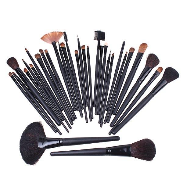 Makeup børste sæt 32st forskellige make up penslar i mjuk skinn väska