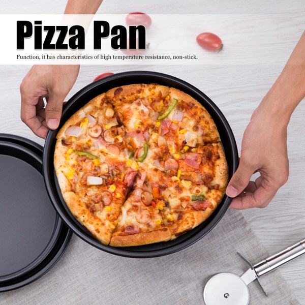 Pizzaform Non-Stick Rund Pizzaform Kake Brød Mold Karbonstål Bakeform Pan Baktøy Kjøkkenverktøy (6 Tommer)