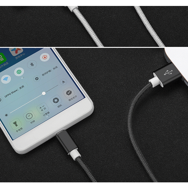2-delad USB-C snabbladdningskabel laddare Typ-C nylonflätad datakabel laddningskabel Gold Type-c-2M