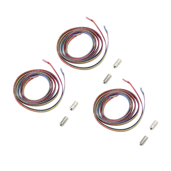 3 Set Tielösa Skosnören 6 Elastiska Skosnören 6 Spännen för Barn Vuxna Äldre #2