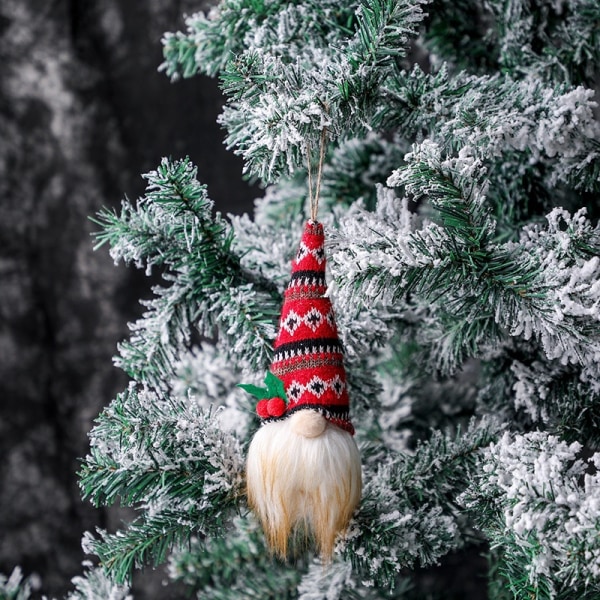 Juldekorationer Julgranshänge Liten Hängande Stickad Luminous Ansiktslös Bebisdocka Dvärg A