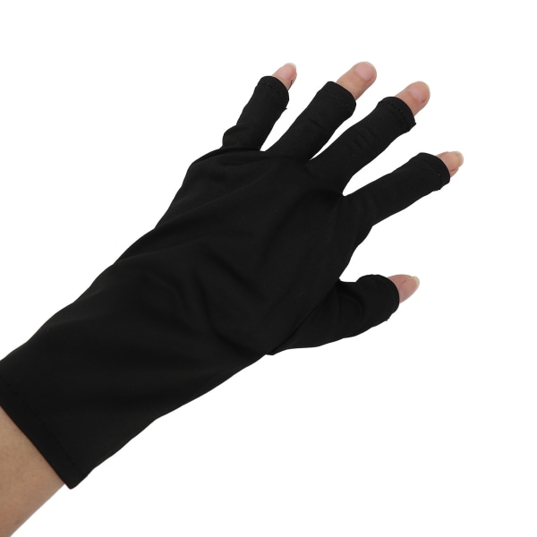 2 par UV-handskar Fingerlösa Utmärkt Elasticitet Art UV-blockeringshandskar för Nagelgeltork Svart